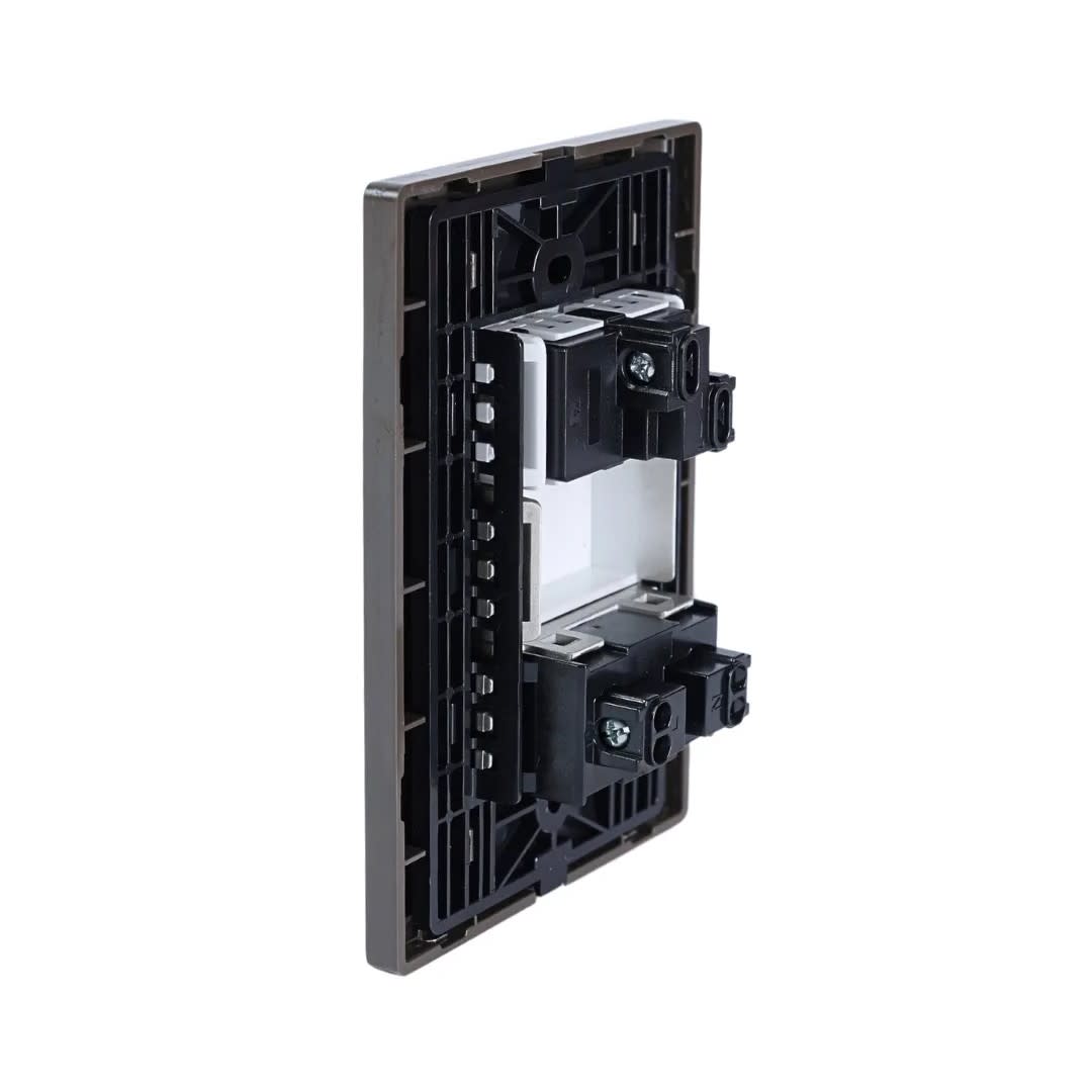PLACA ARMADA INTERRUPTOR + TOMACORRIENTE ACERO INOXIDABLE ORANGE3
