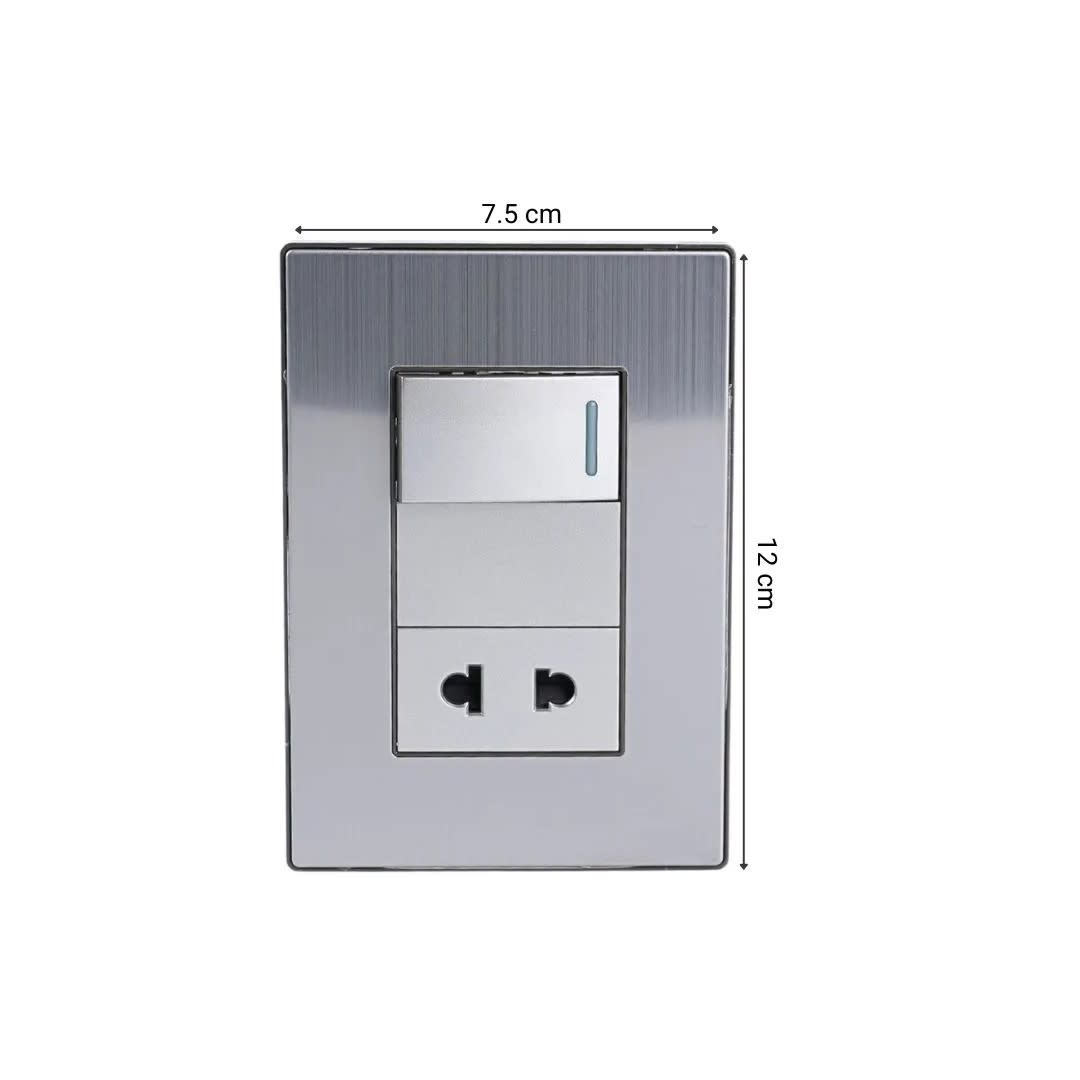 PLACA ARMADA INTERRUPTOR + TOMACORRIENTE ACERO INOXIDABLE ORANGE5