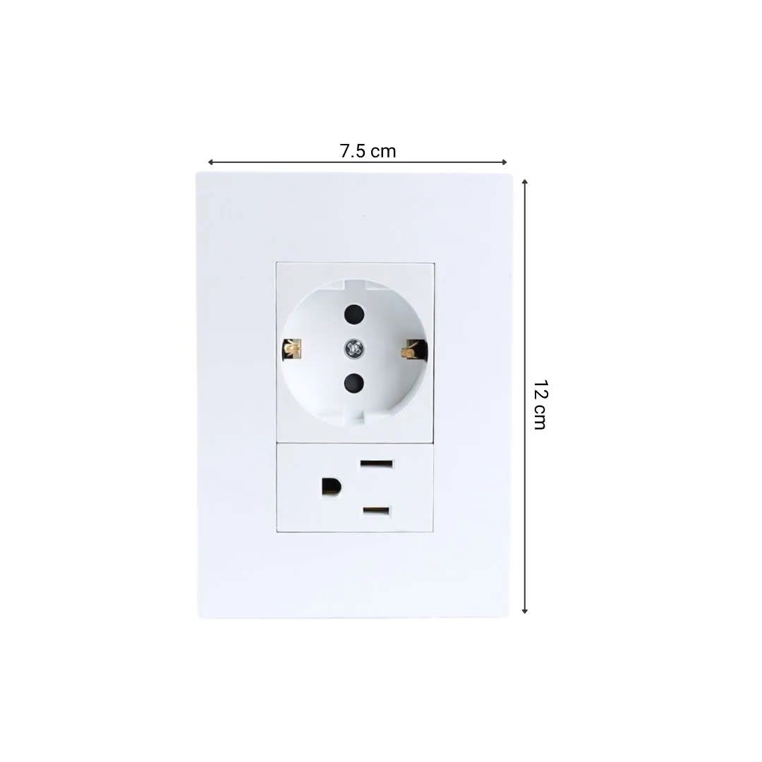 PLACA ARMADA TOMA SCHUKO + TOMA AMERICANA MATTE LT BLANCO ORANGE5