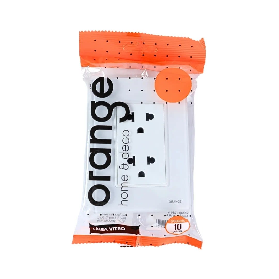 PLACA ARMADA TOMACORRIENTE DOBLE UNIVERSAL VITRO LT BLANCO ORANGE4