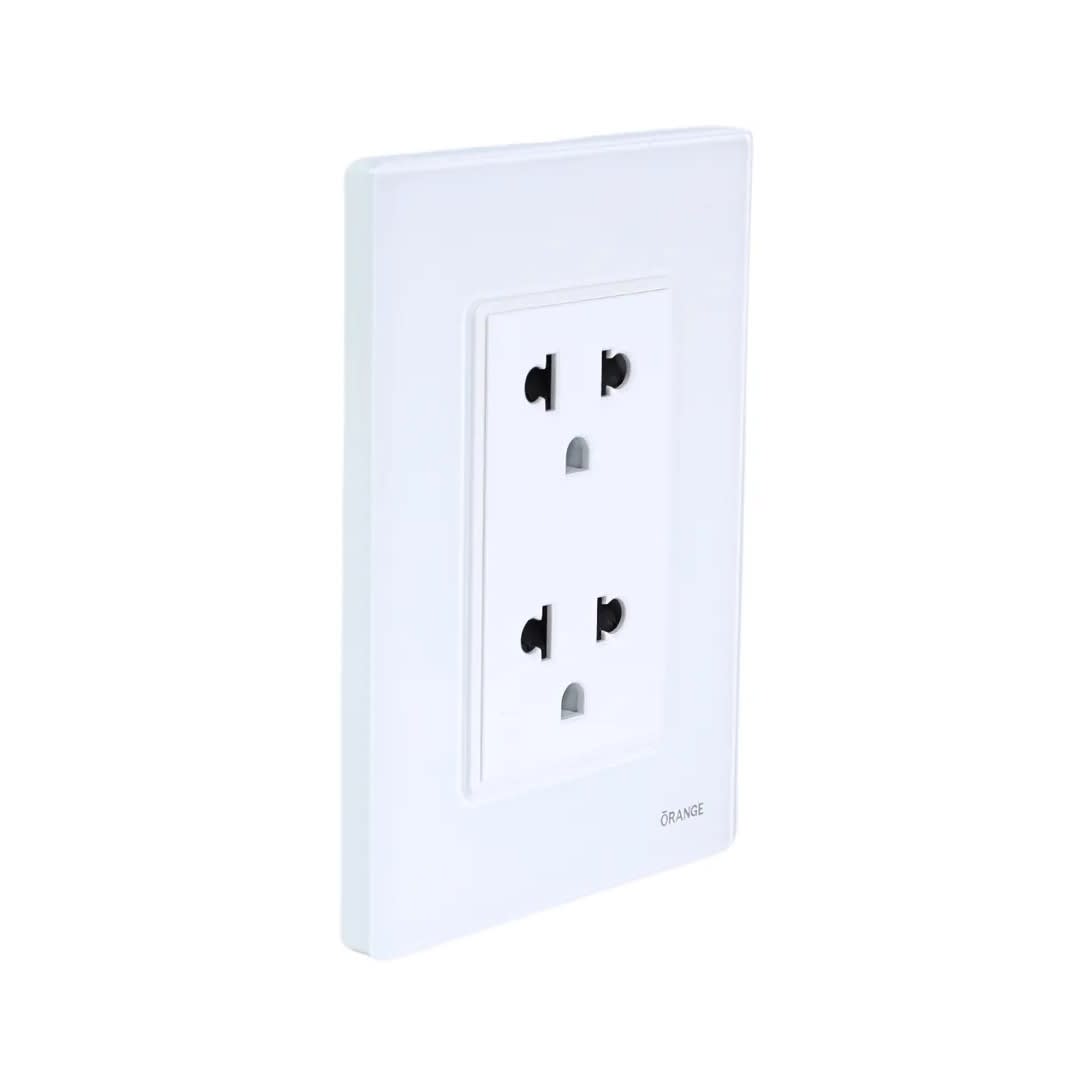 PLACA ARMADA TOMACORRIENTE DOBLE UNIVERSAL VITRO LT BLANCO ORANGE5