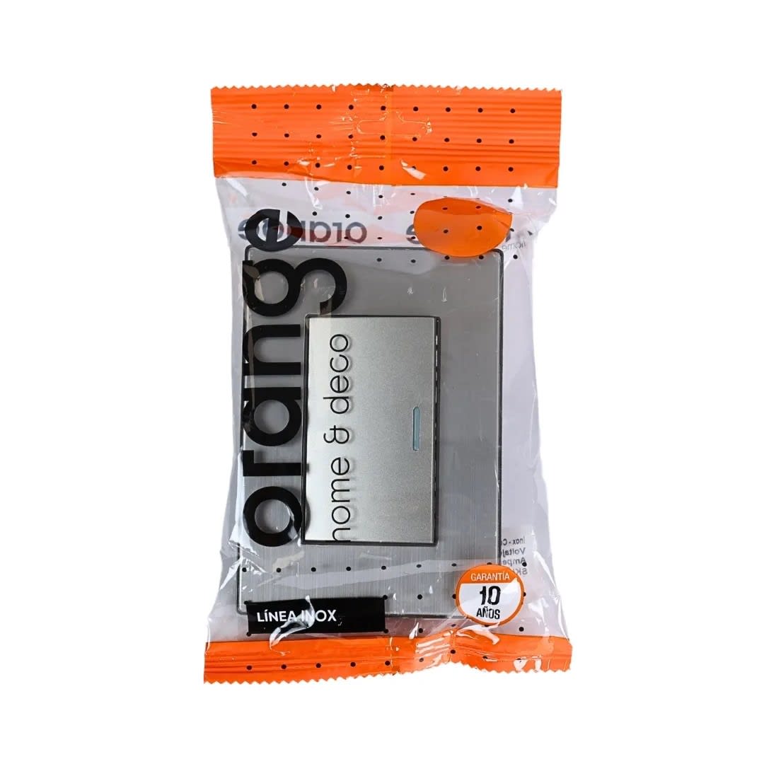 PLACA ARMADA CONMUTADOR SIMPLE ACERO INOXIDABLE ORANGE5