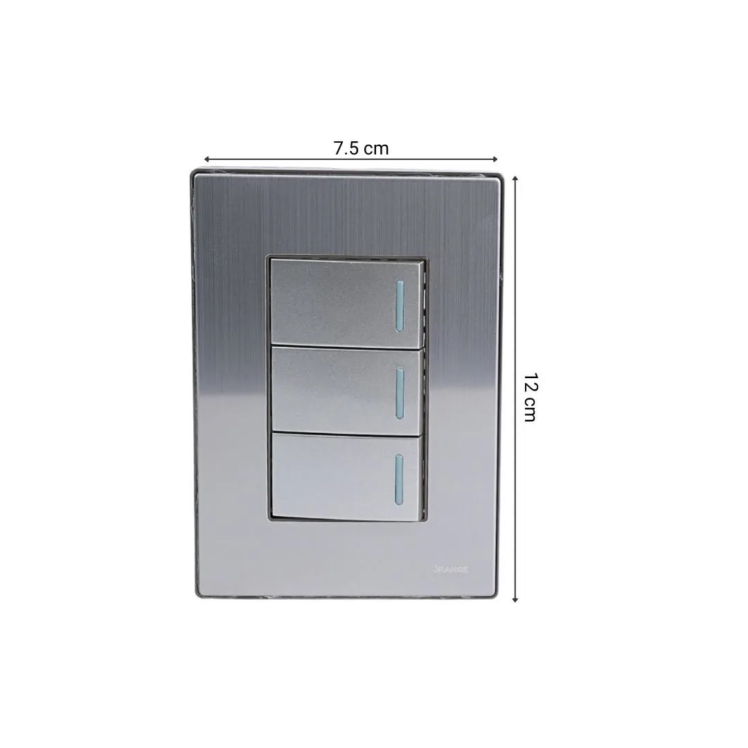 PLACA ARMADA INTERRUPTOR TRIPLE ACERO INOXIDABLE ORANGE5