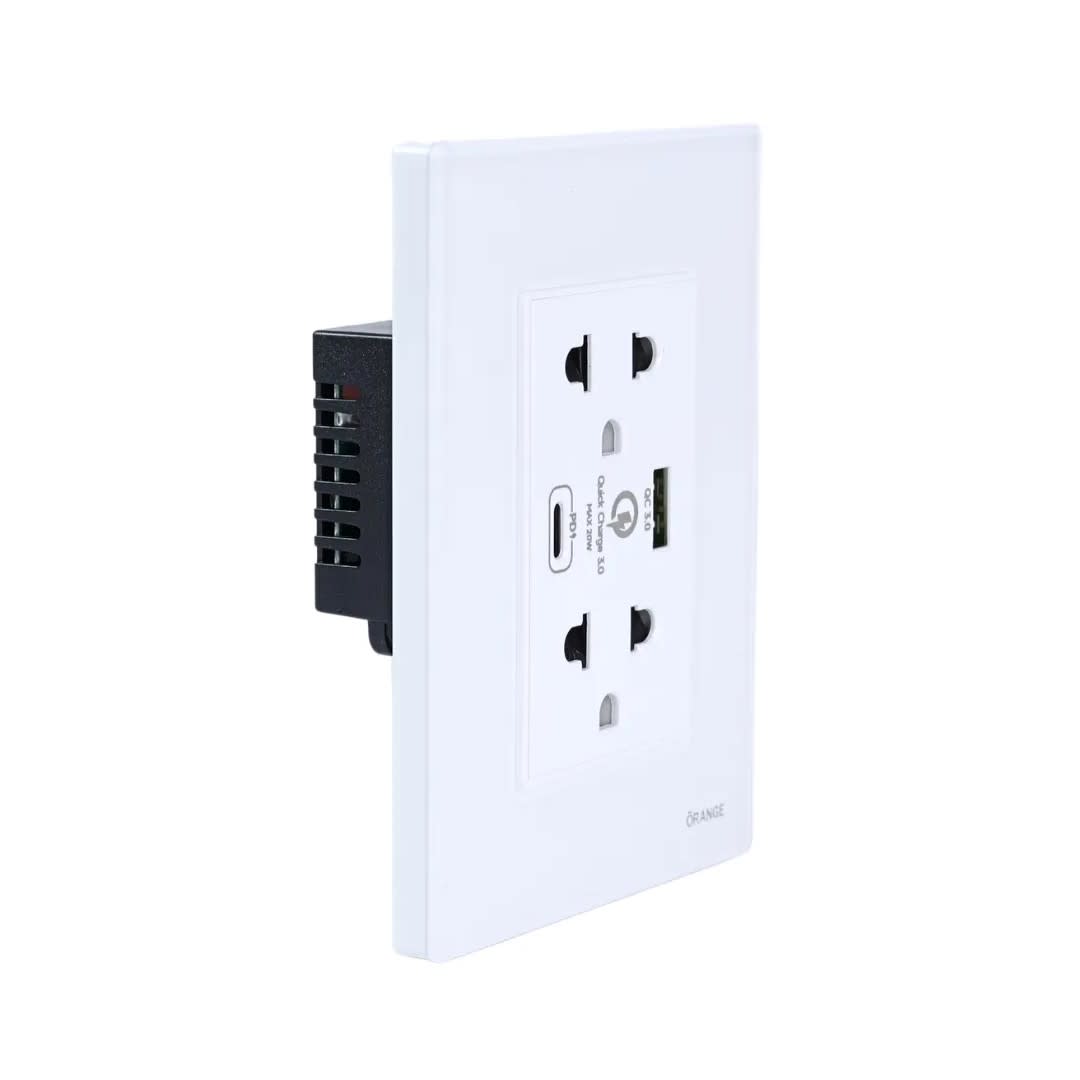 TOMACORRIENTE DOBLE UNIVERSAL VITRO LT USB + C 20W ORANGE1