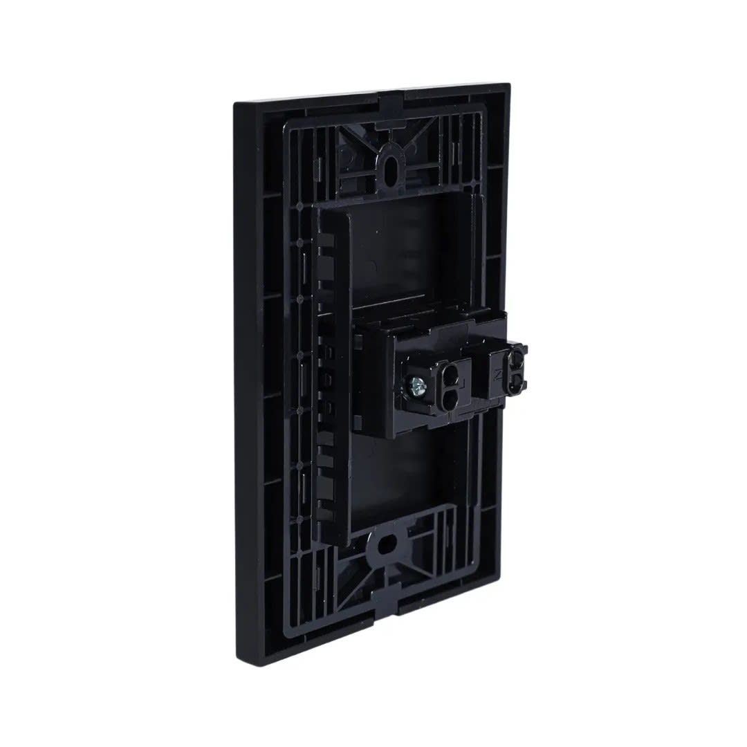 PLACA ARMADA TOMACORRIENTE SIMPLE UNIVERSAL MATTE NEGRO ORANGE3