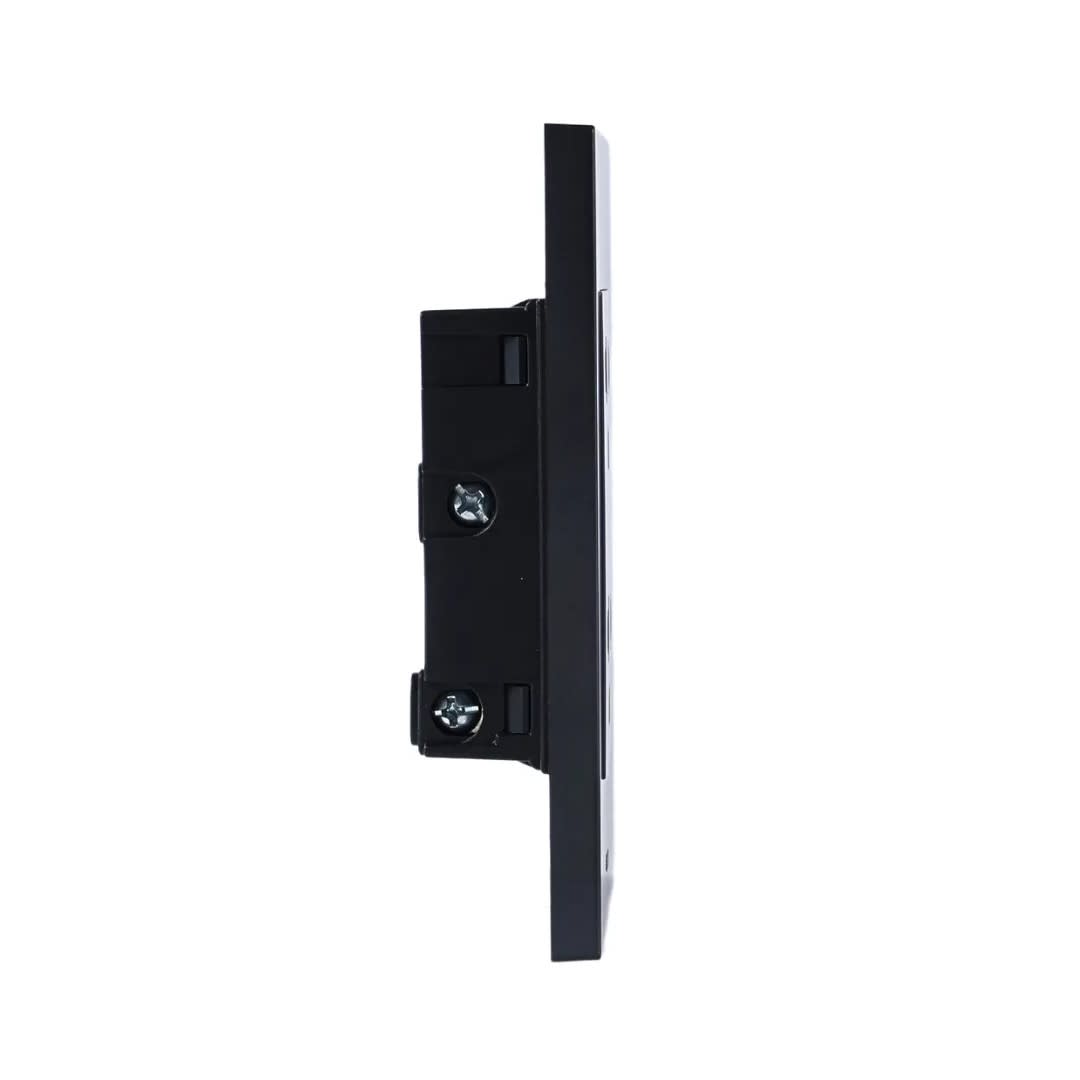PLACA ARMADA TOMACORRIENTE DOBLE UNIVERSAL MATTE LT NEGRO ORANGE1