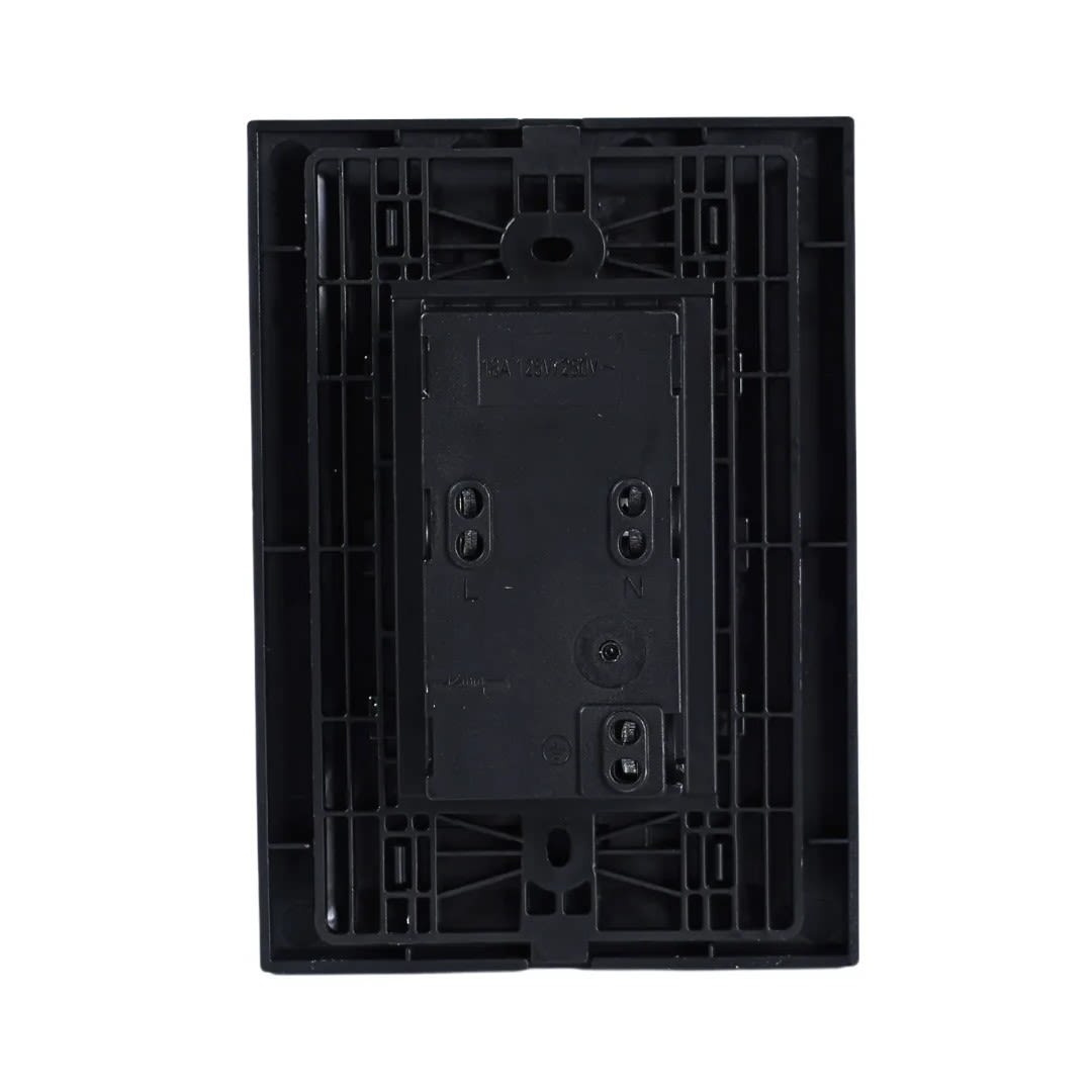 PLACA ARMADA TOMACORRIENTE DOBLE UNIVERSAL MATTE LT NEGRO ORANGE2