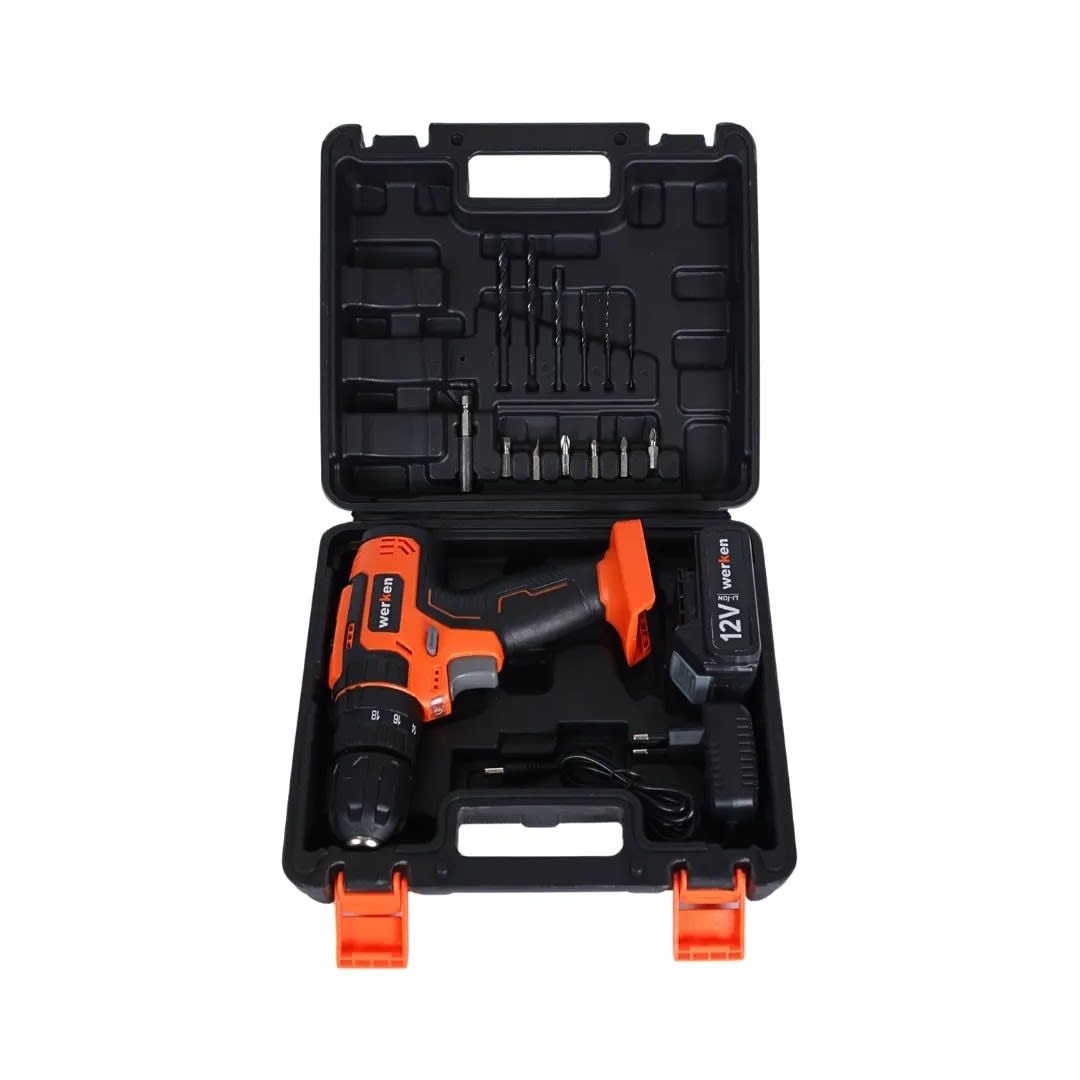 TALADRO PERCUTOR KF-CD09-33PZ-BMC 12V 1.5 AH + 16 ACCESORIOS WERKEN2