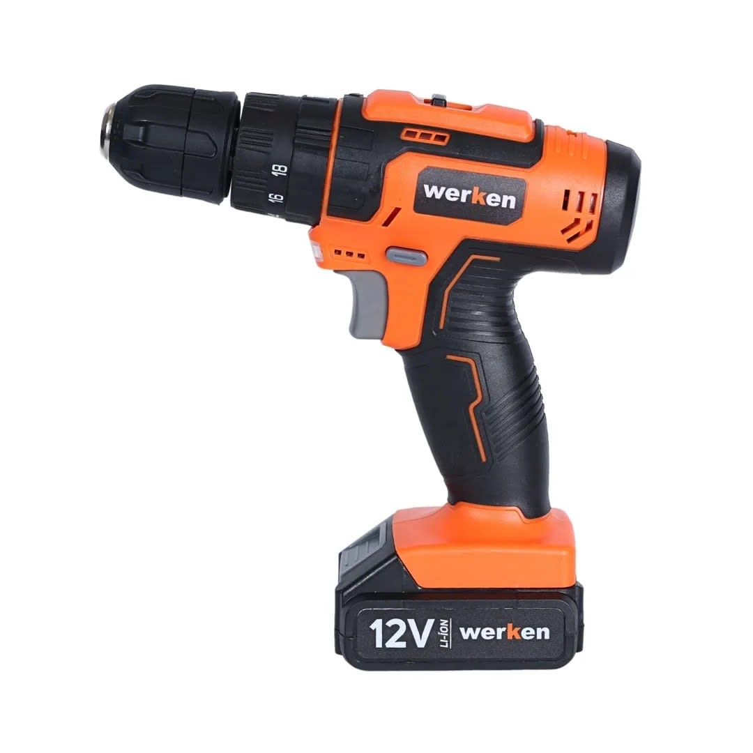 TALADRO PERCUTOR KF-CD09-33PZ-BMC 12V 1.5 AH + 16 ACCESORIOS WERKEN13