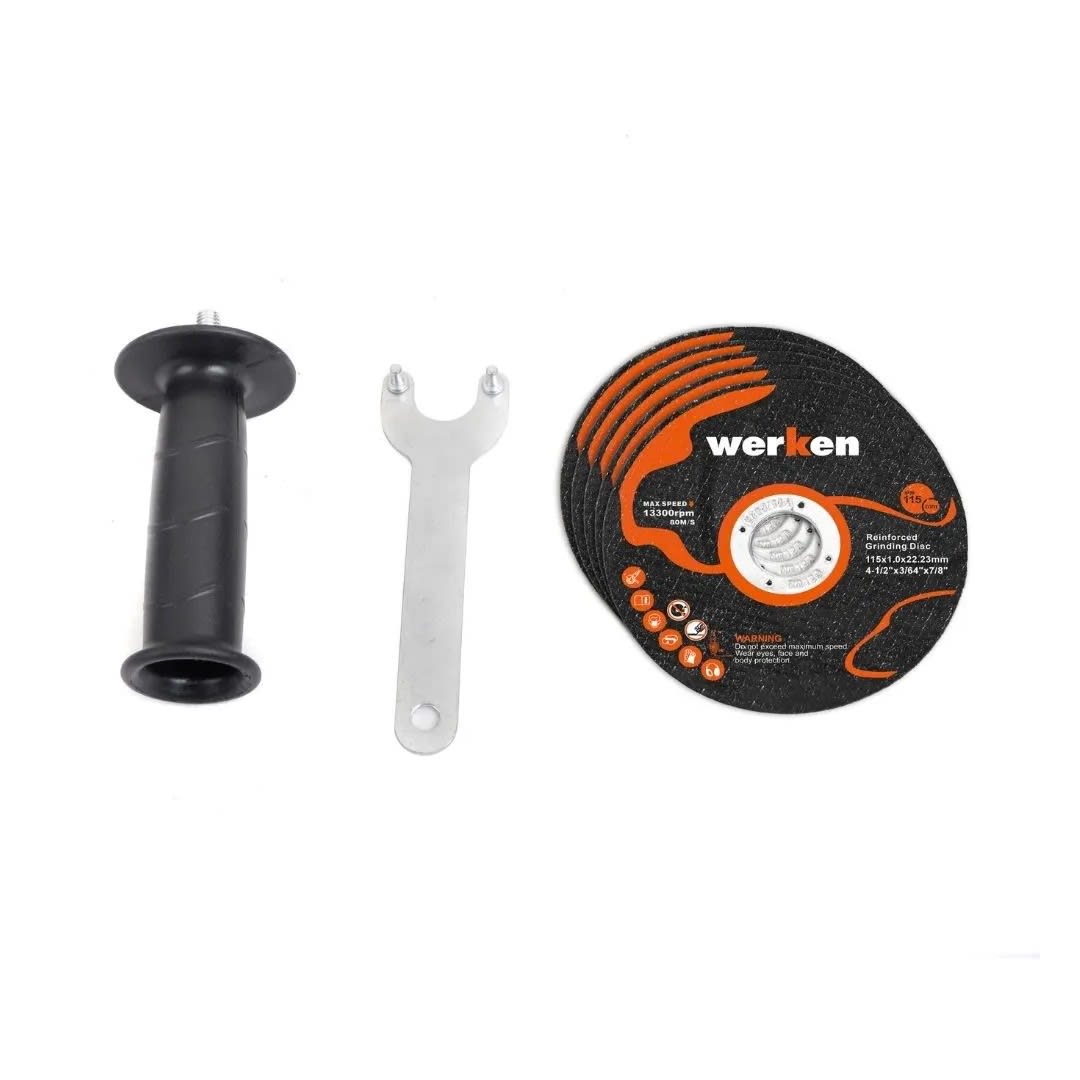 AMOLADORA KF-AG15-WC 115MM 800W + 5 DISCOS WERKEN12