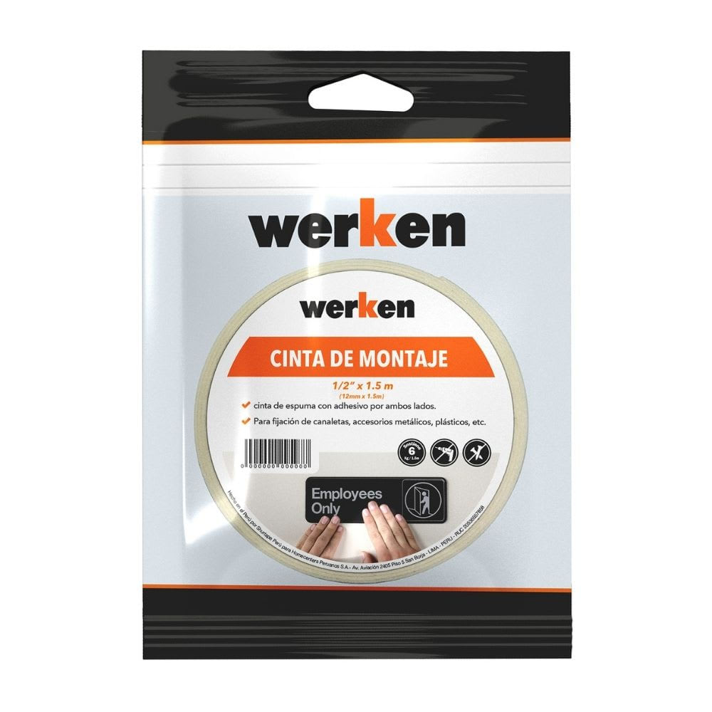 CINTA MONTAJE PARA INTERIORES 1/2 X1.5M WERKEN