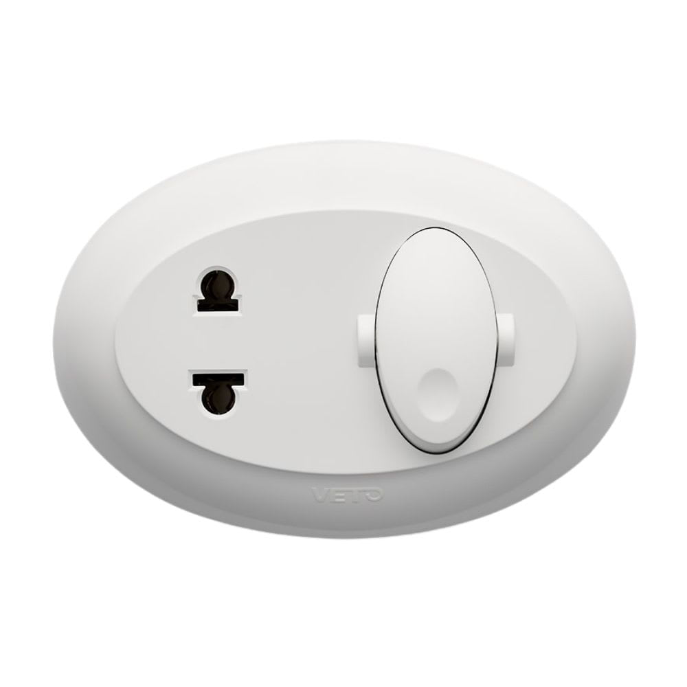 INTERRUPTOR + TOMACORRIENTE 2 PUERTOS UNIVERSAL BLANCO CLI20181 VETO SM VETO