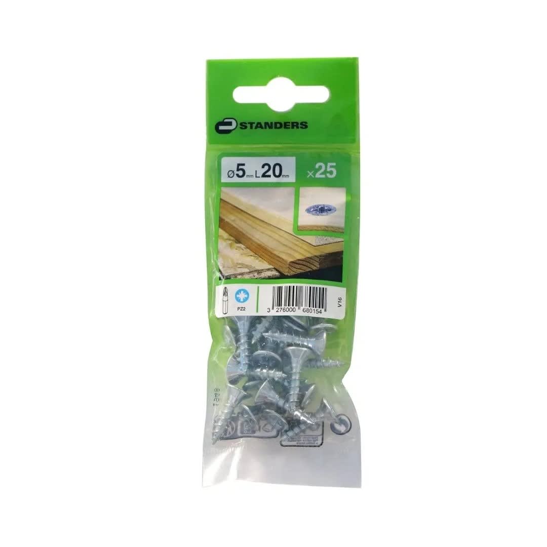 TORNILLO AGLOMERADO CS PZ ACERO 5X20MM 25U STANDERS