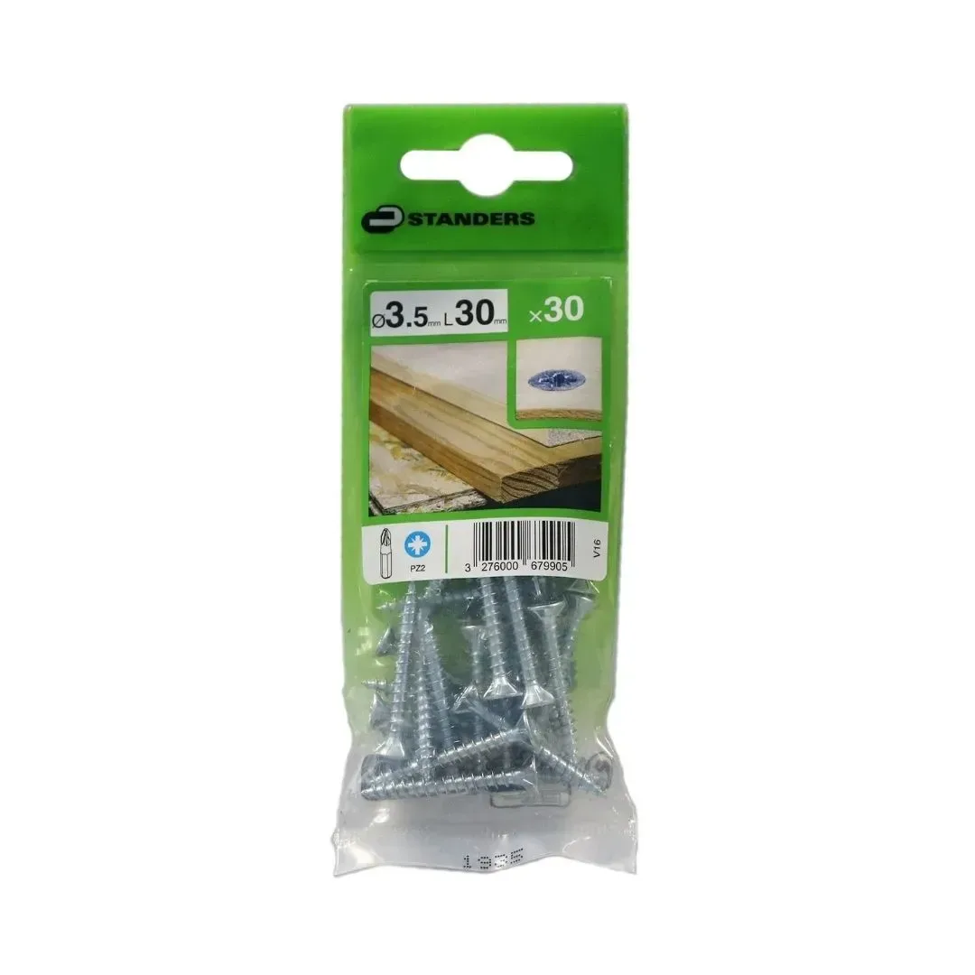 TORNILLO AGLOMERADO CS PZ ACERO 3.5X30MM 30U STANDERS