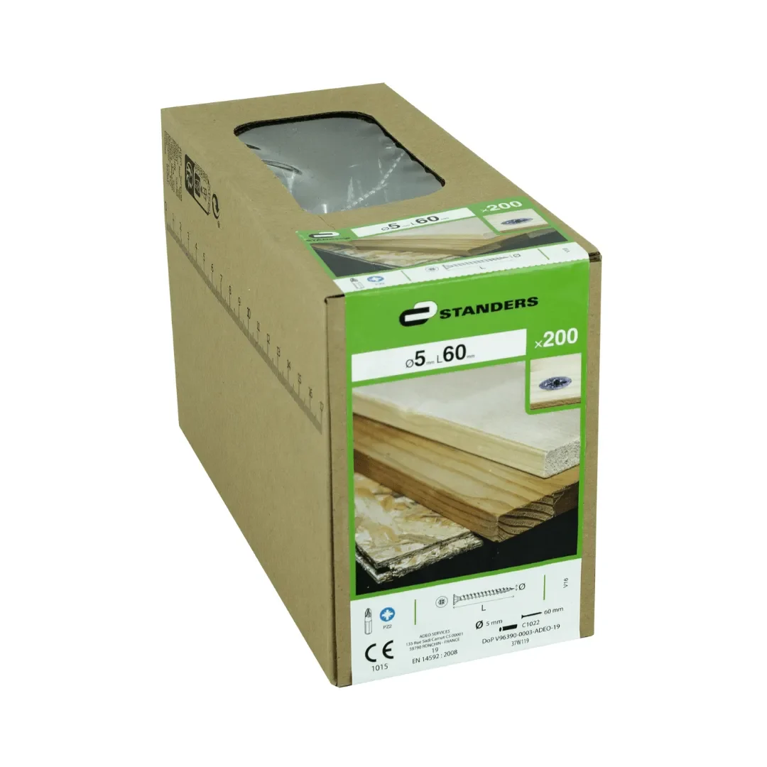 TORNILLO PZ AVELLANADO ZINC 5X60MM PARA MADERA X 200 STANDERS