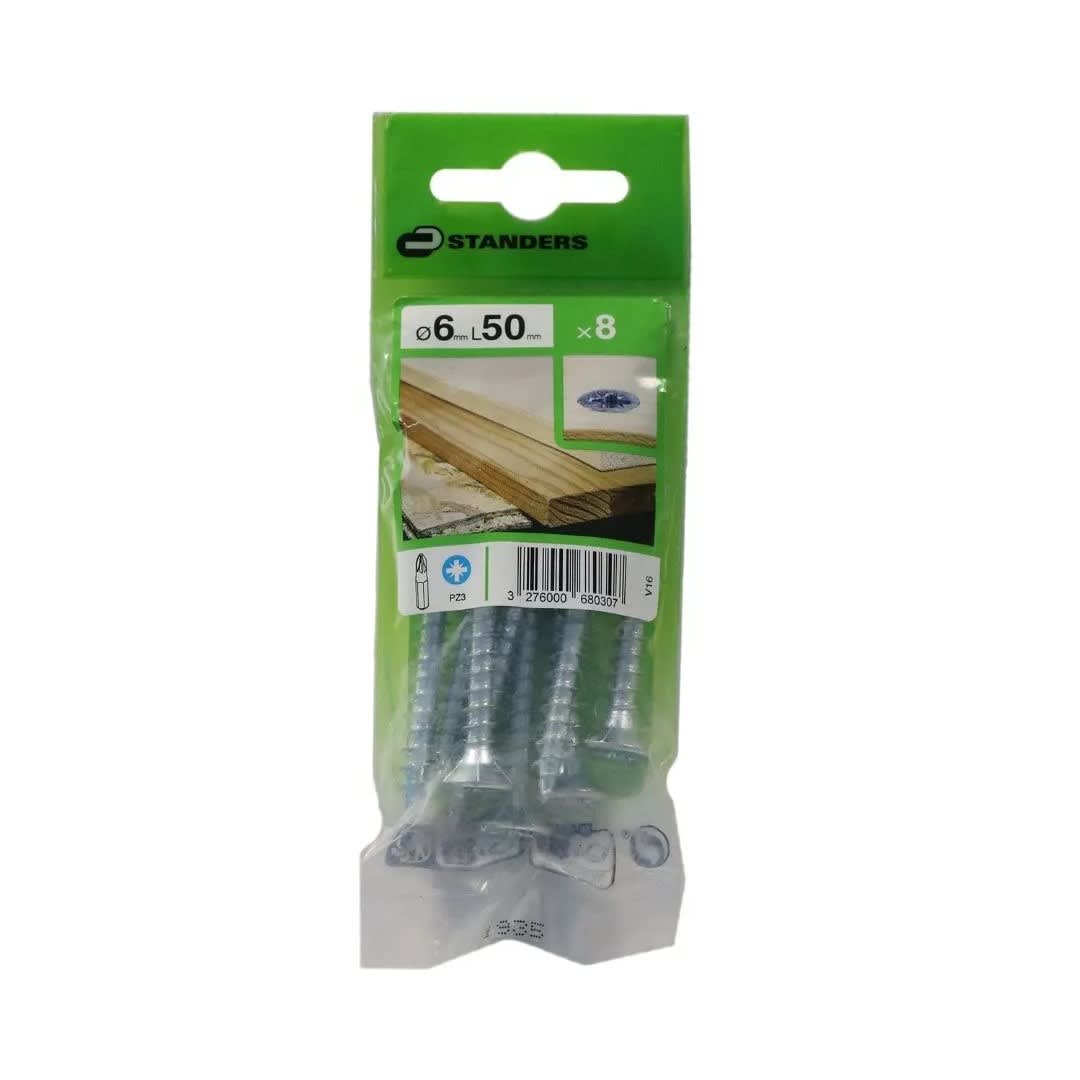 TORNILLO AGLOMERADO CS PZ ACERO 6X50MM 8U STANDERS
