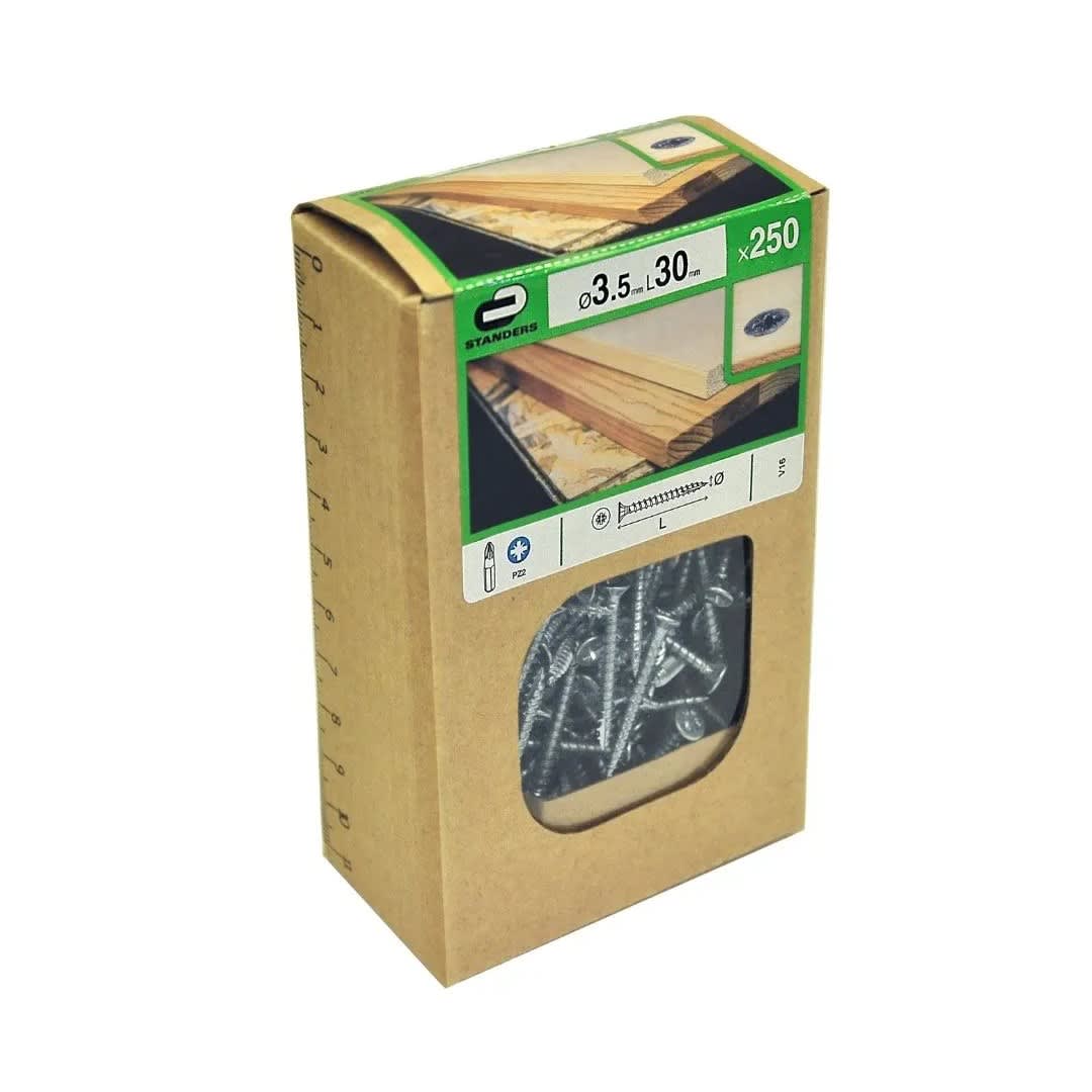 TORNILLO AGLOMERADO CS PZ ACERO 3.5X30MM 250U STANDERS