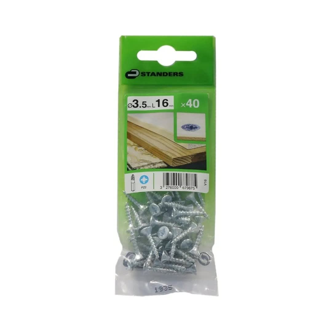 TORNILLO AGLOMERADO CS PZ ACERO 3.5X16MM 40U STANDERS