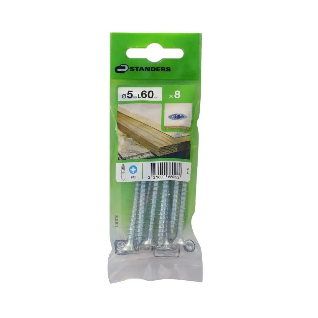 TORNILLO AGLOMERADO CS PZ ACERO 5X60MM 8U STANDERS