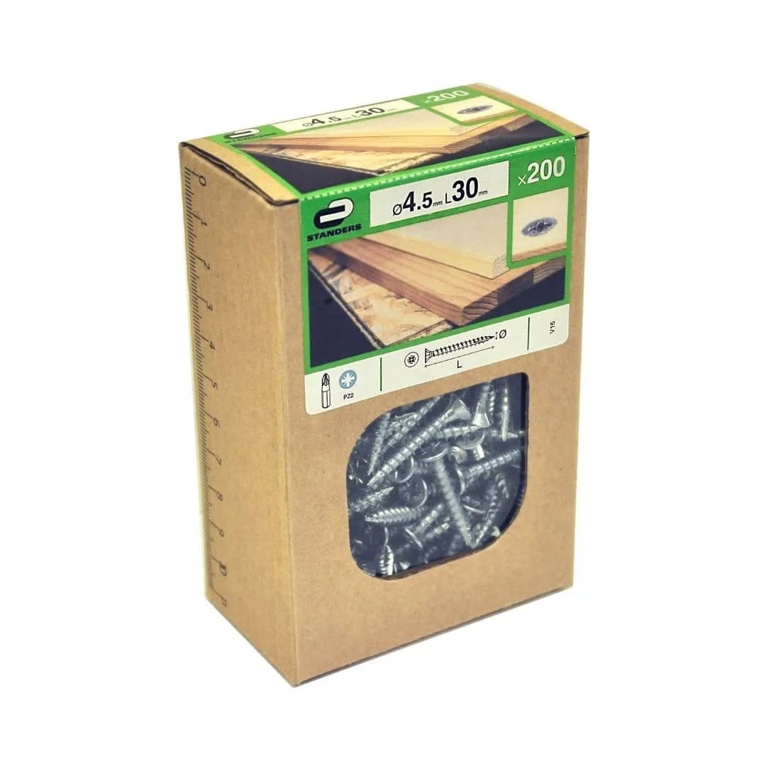 TORNILLO AGLOMERADO CS PZ ACERO 4.5X30MM 200U STANDERS1