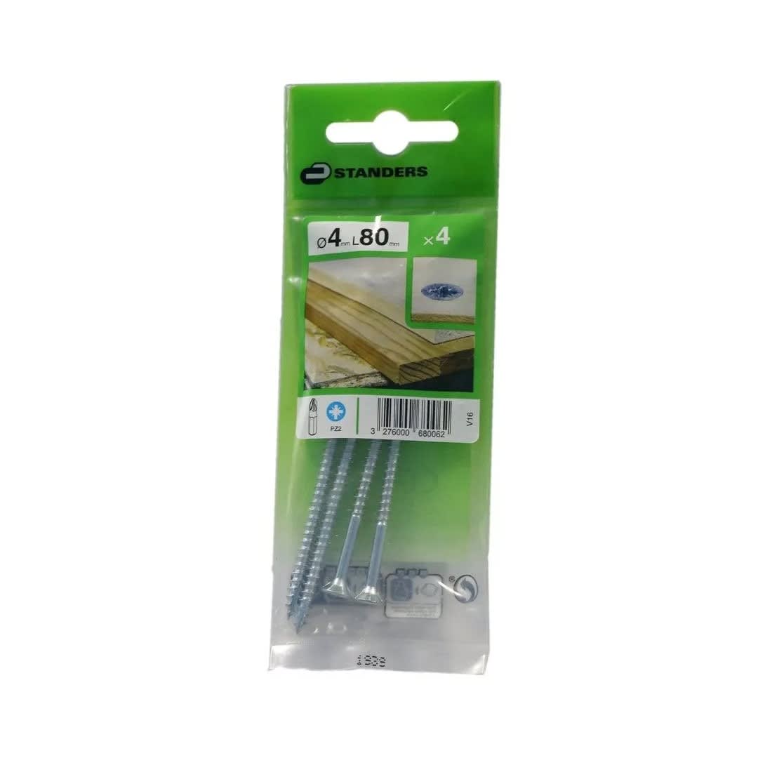 TORNILLO AGLOMERADO CS PZ ACERO 4X80MM 4U STANDERS