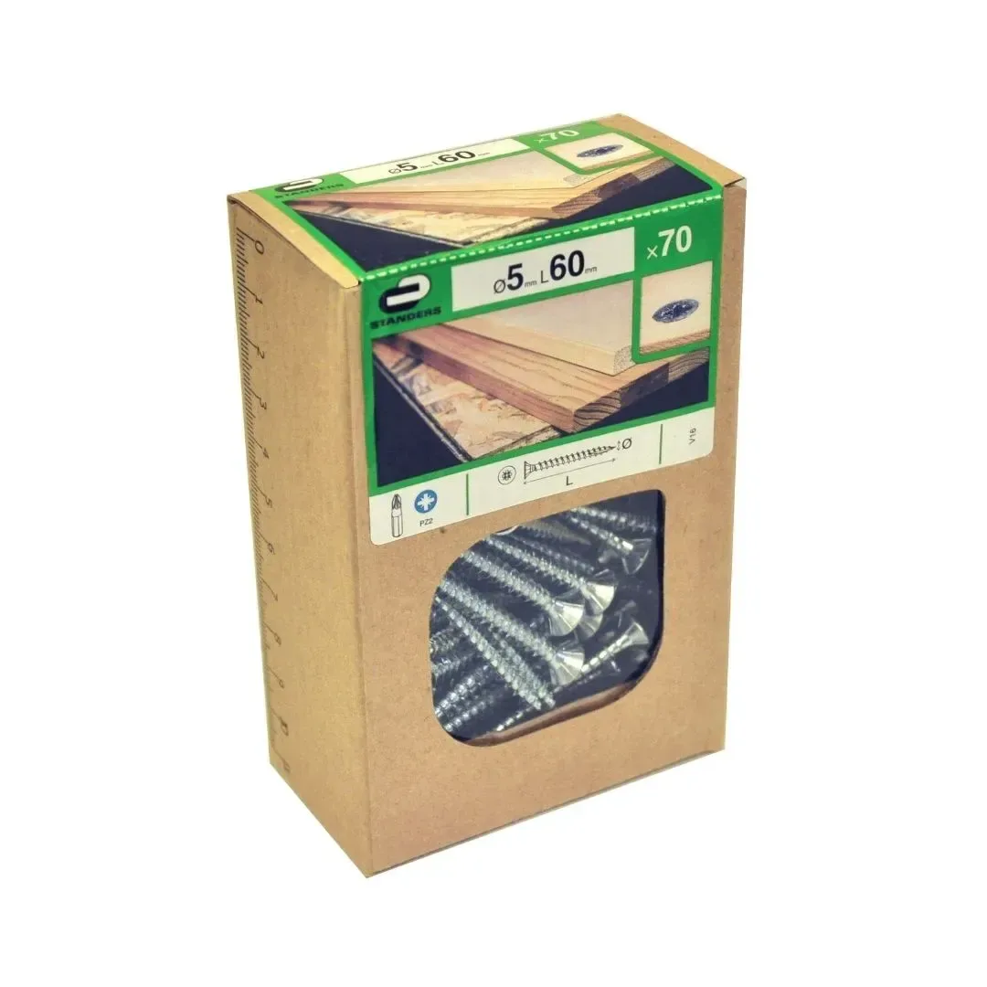 TORNILLO AGLOMERADO CS PZ ACERO 5X60 70 UNIDADES STANDERS1