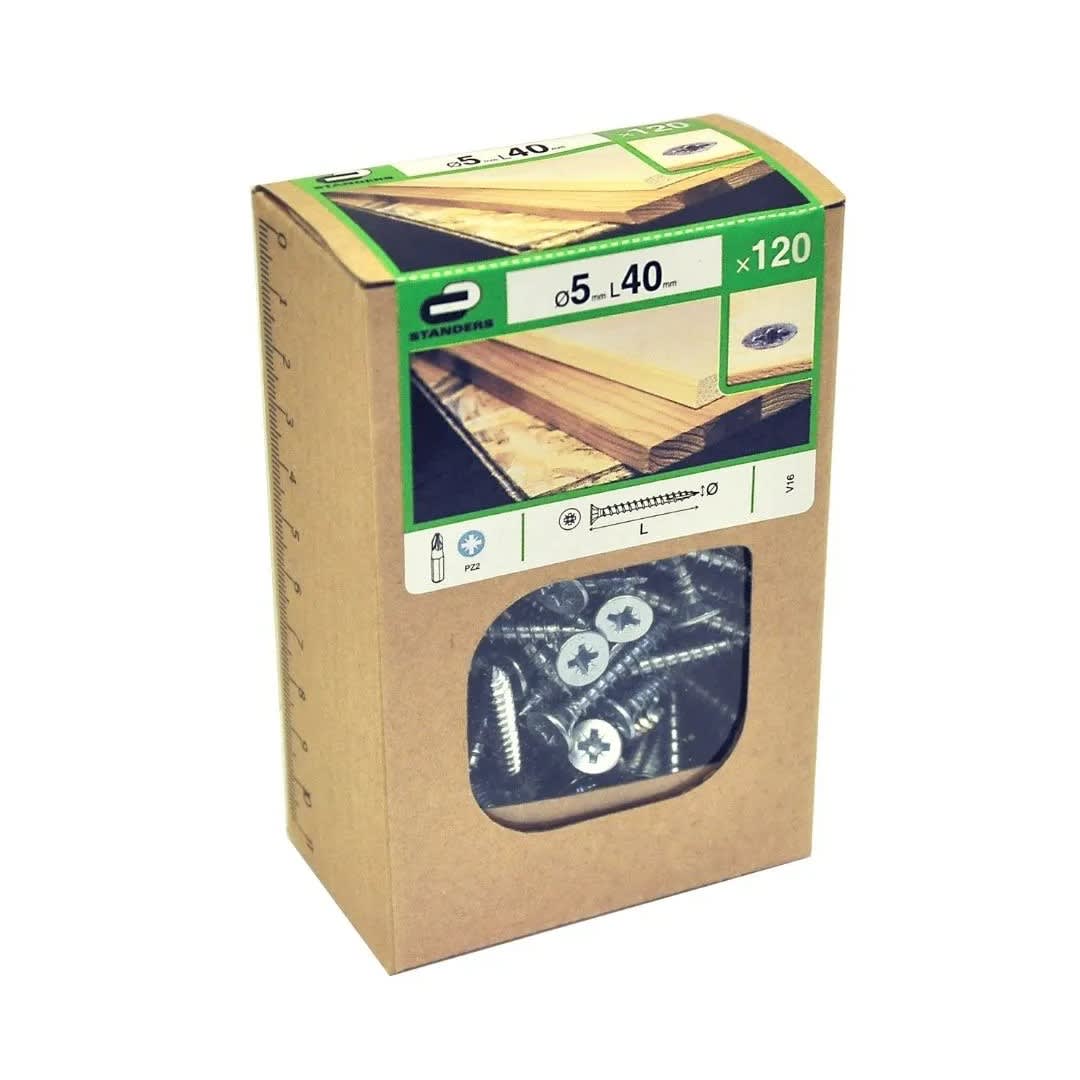 TORNILLO AGLOMERADO CS PZ ACERO 5X40MM 120U STANDERS1