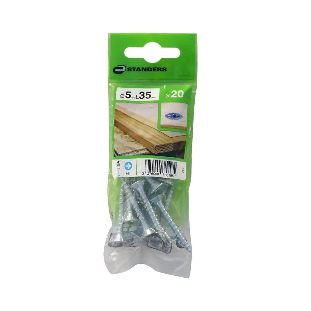 TORNILLO AGLOMERADO CS PZ ACERO 5X35MM 20U STANDERS