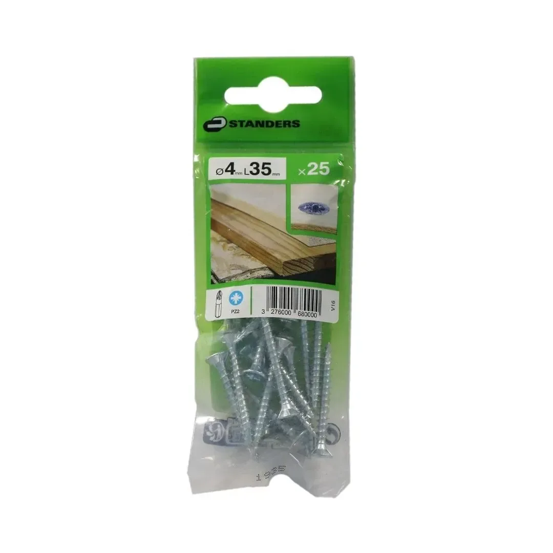 TORNILLO AGLOMERADO CS PZ ACERO 4X35MM 25U STANDERS1