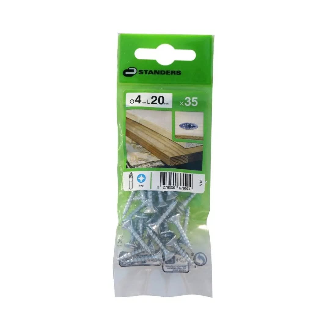 TORNILLO AGLOMERADO CS PZ ACERO 4X20MM 35U STANDERS