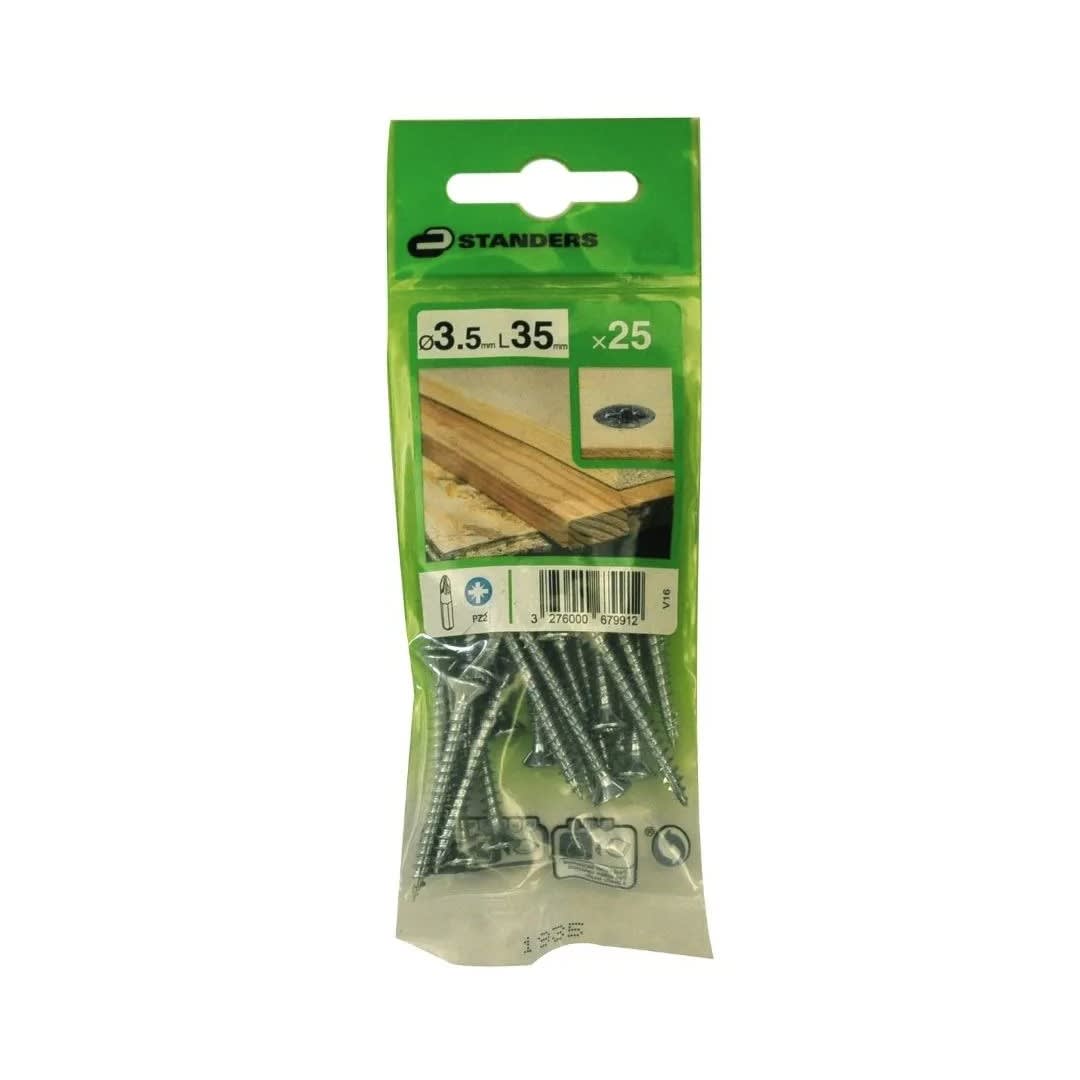 TORNILLO AGLOMERADO CS PZ ACERO 3.5X35MM 25U STANDERS