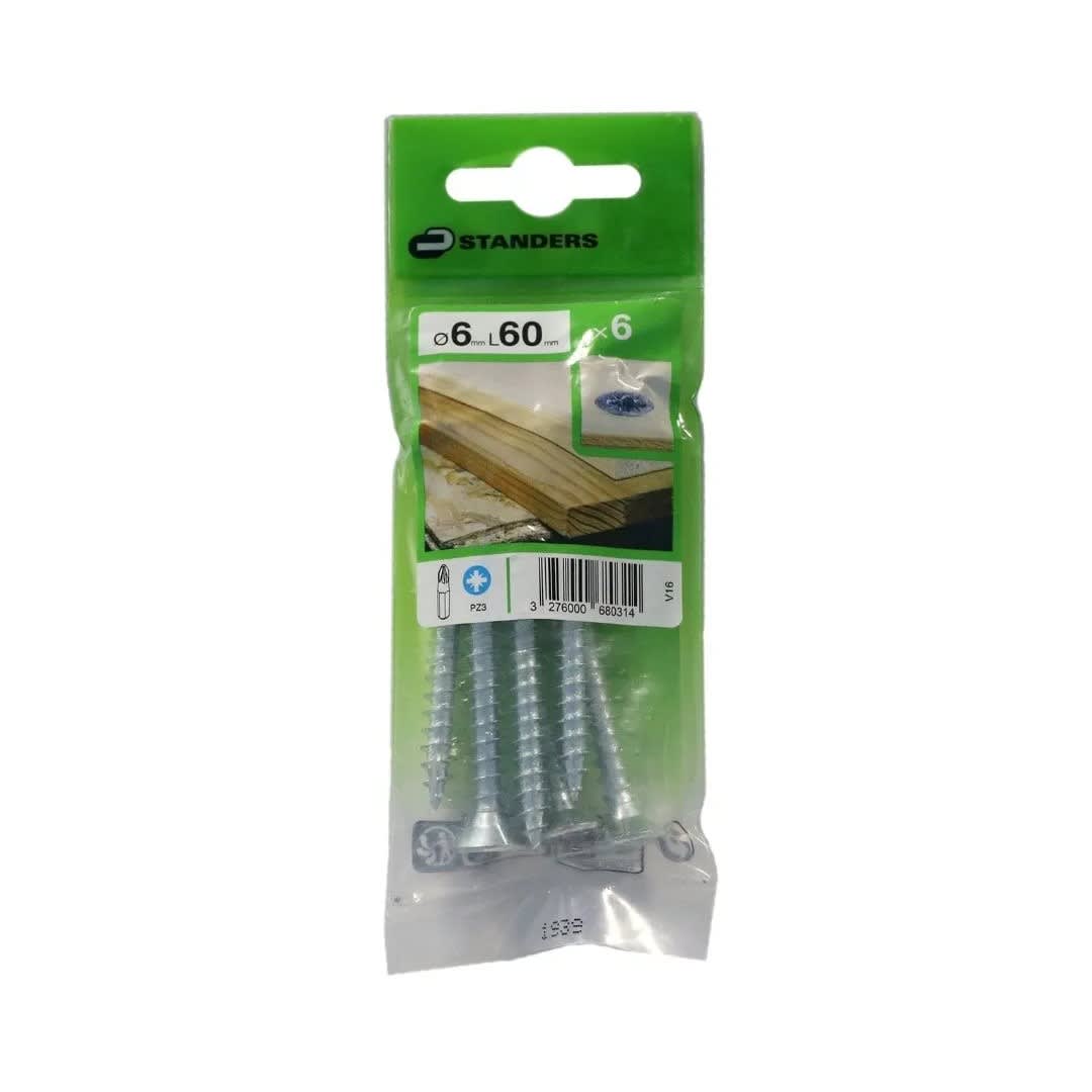 TORNILLO AGLOMERADO CS PZ ACERO 6X60MM 6U STANDERS1