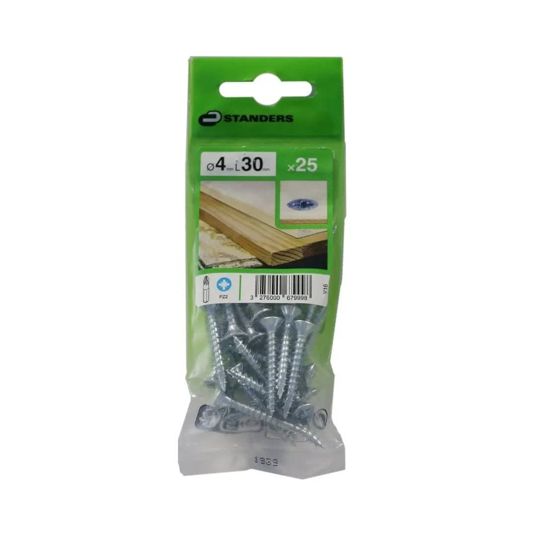 TORNILLO AGLOMERADO CS PZ ACERO 4X30MM 25U STANDERS