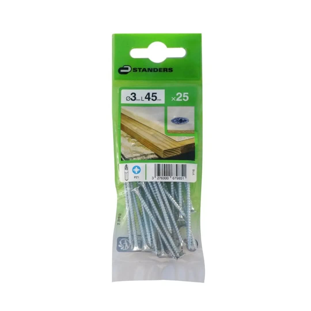 TORNILLO AGLOMERADO CS PZ ACERO 3X45MM 25U STANDERS