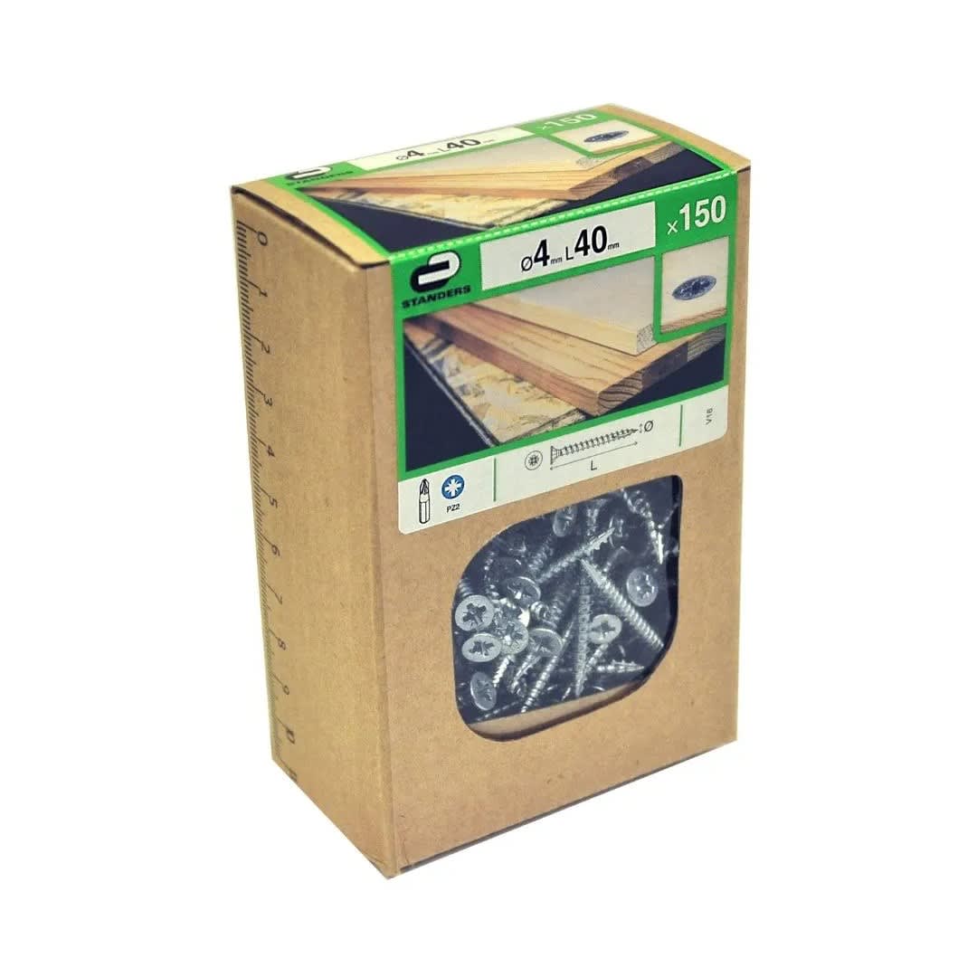 TORNILLO AGLOMERADO CS PZ ACERO 4X40MM 150U STANDERS