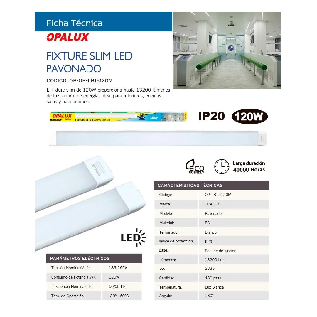 PRISMATICO LED PAVONADO 120W LUZ FRIA OPALUX1