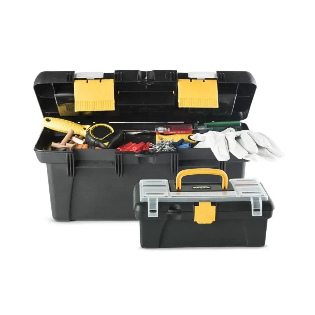 CAJA DE HERRAMIENTAS 18'' Y 12'' CON ORGANIZADORES Y TAPA TRANSPARENTE RIMAX