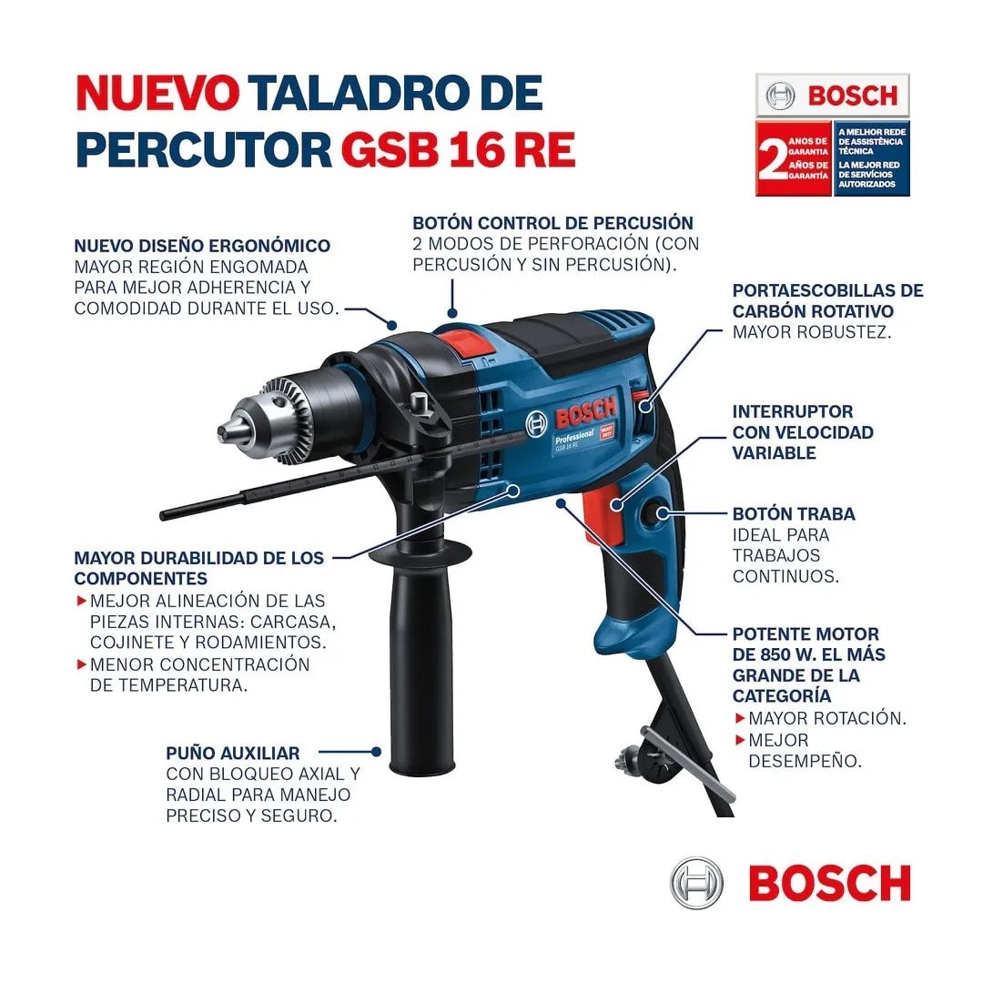 TALADRO PERCUTOR GSB 16 RE + AMOLADORA GWS 700 BOSCH8