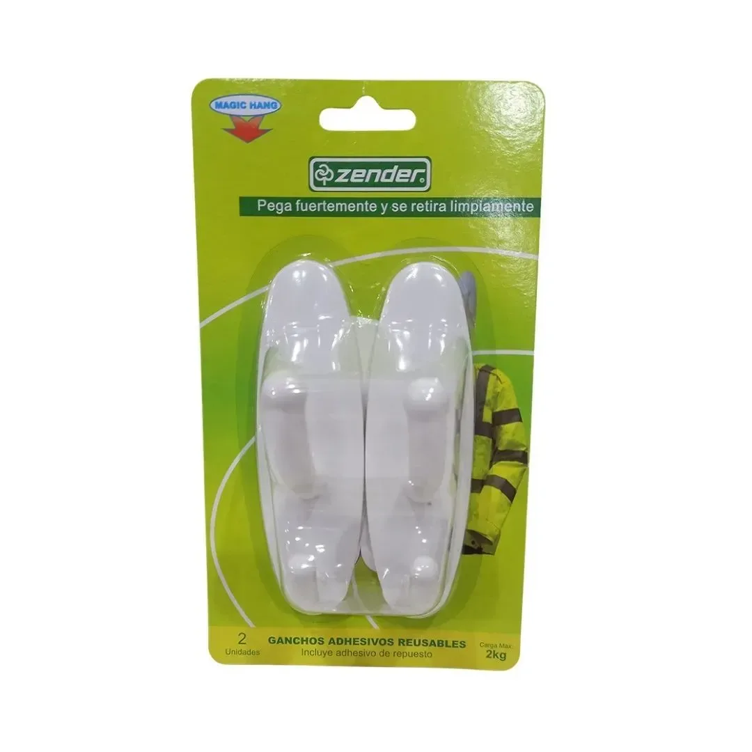 GANCHO ADHESIVO REUSABLE 2KG X 2 UNIDADES ZENDER1