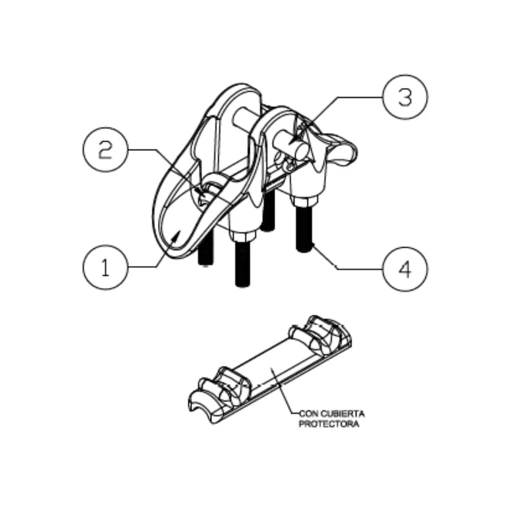 GRAPAS DE SUSPENSION DE ALUMINIO CABLE:25-185MM CR:70KN MODELO 158.17 ARAGCU EI2