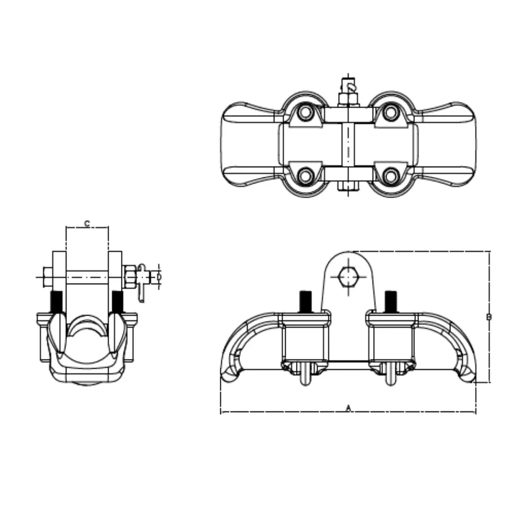 GRAPAS DE SUSPENSION DE ALUMINIO CABLE:304-608MM CR:120KN MODELO 158.20 ARAGCU EI1