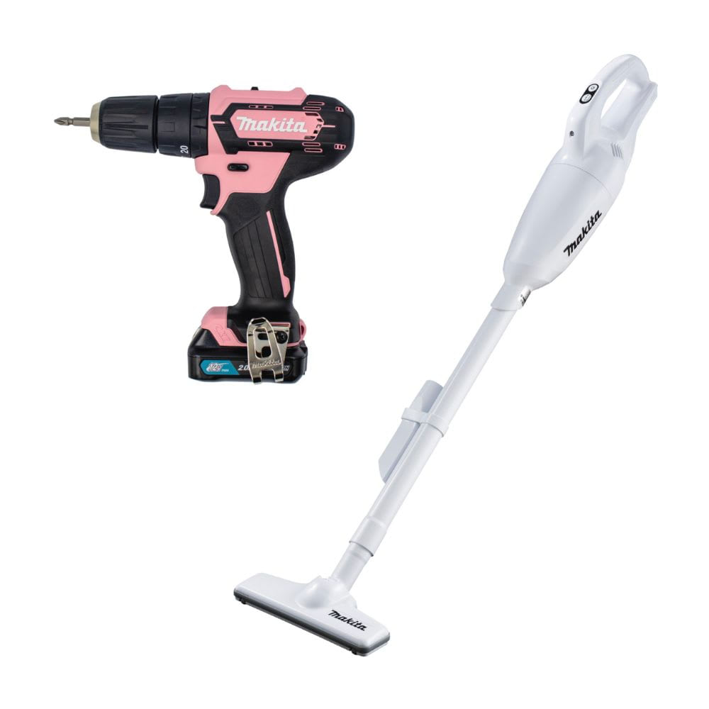 TALADRO PERCUTOR INALAMBRICO 12V + ASPIRADORA 12V + BATERIA + CARGADOR MAKITA1