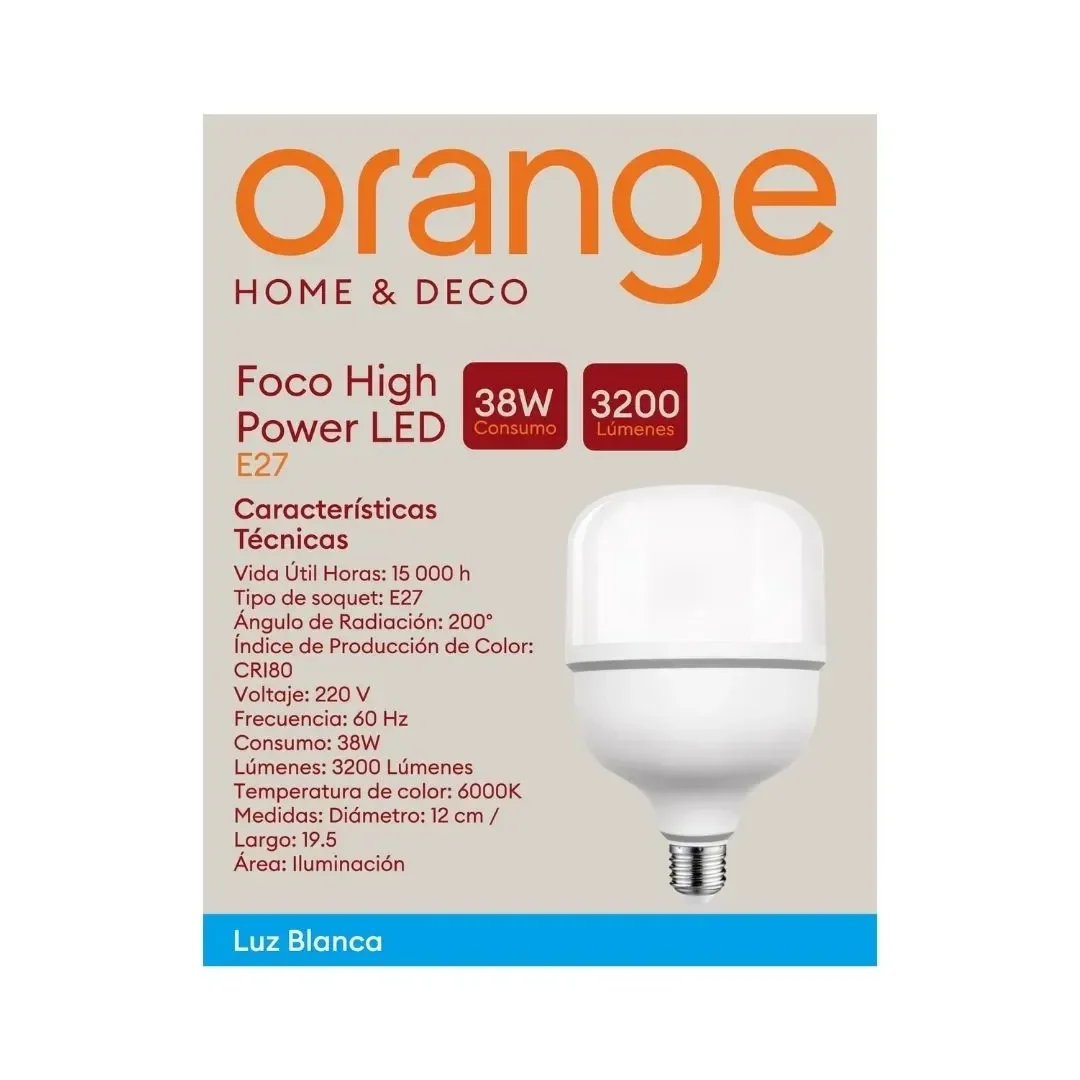 FOCO LED HIGH POWER 38W LUZ FRIA ORANGE5