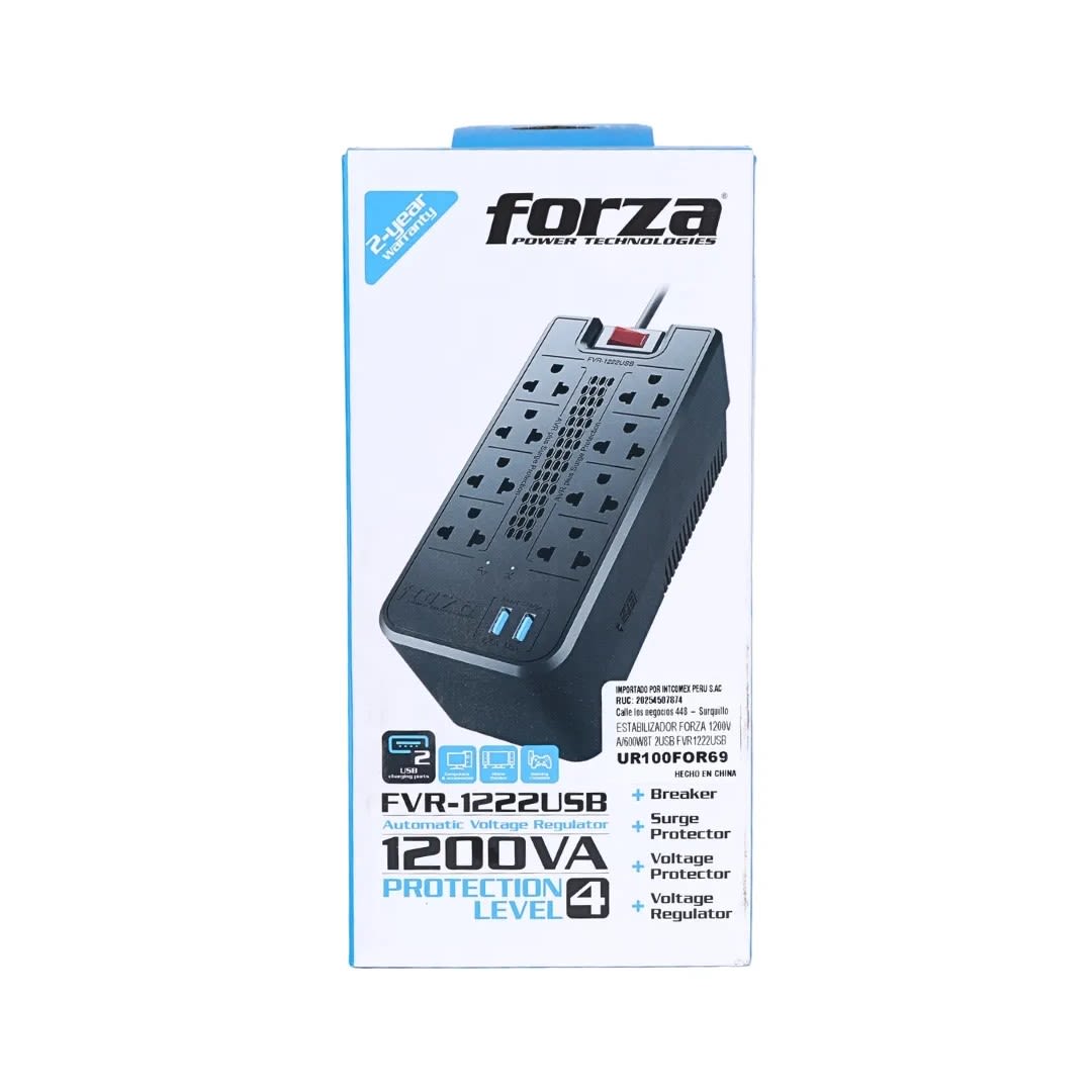ESTABILIZADOR 1200VA/600W 8T 2 USB FVR1222USB FORZA11