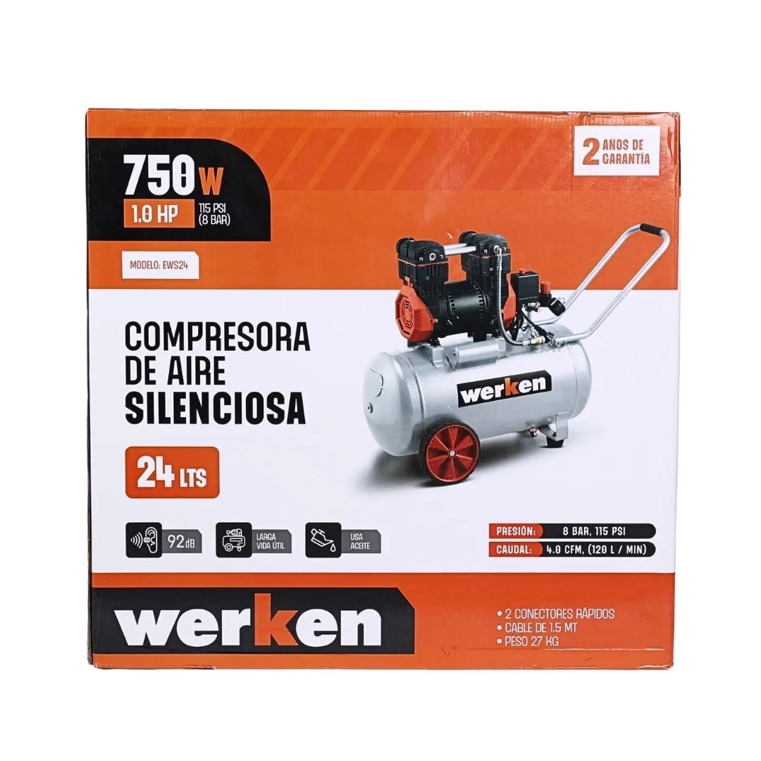 COMPRESORA DE AIRE DENTISTA 1HP 24 LITROS WERKEN2
