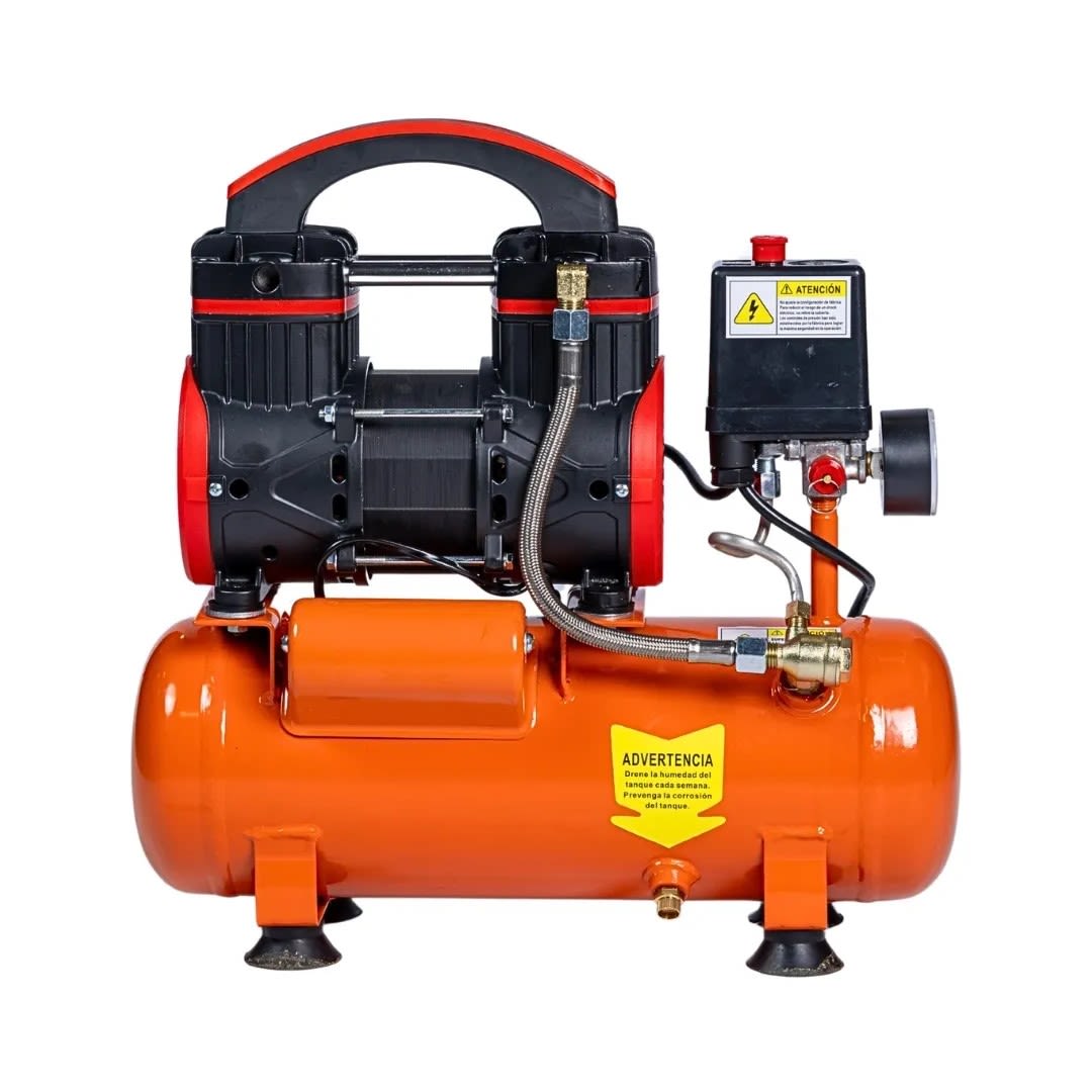 COMPRESORA DE AIRE SILENCIOSO EWS08 0.6HP 8 LITROS EN ACERO NEGRO WERKEN2