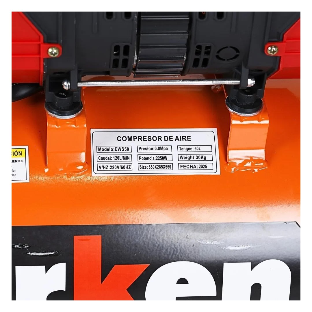COMPRESORA DE AIRE SILENCIOSO 1HP 50 LITROS WERKEN5