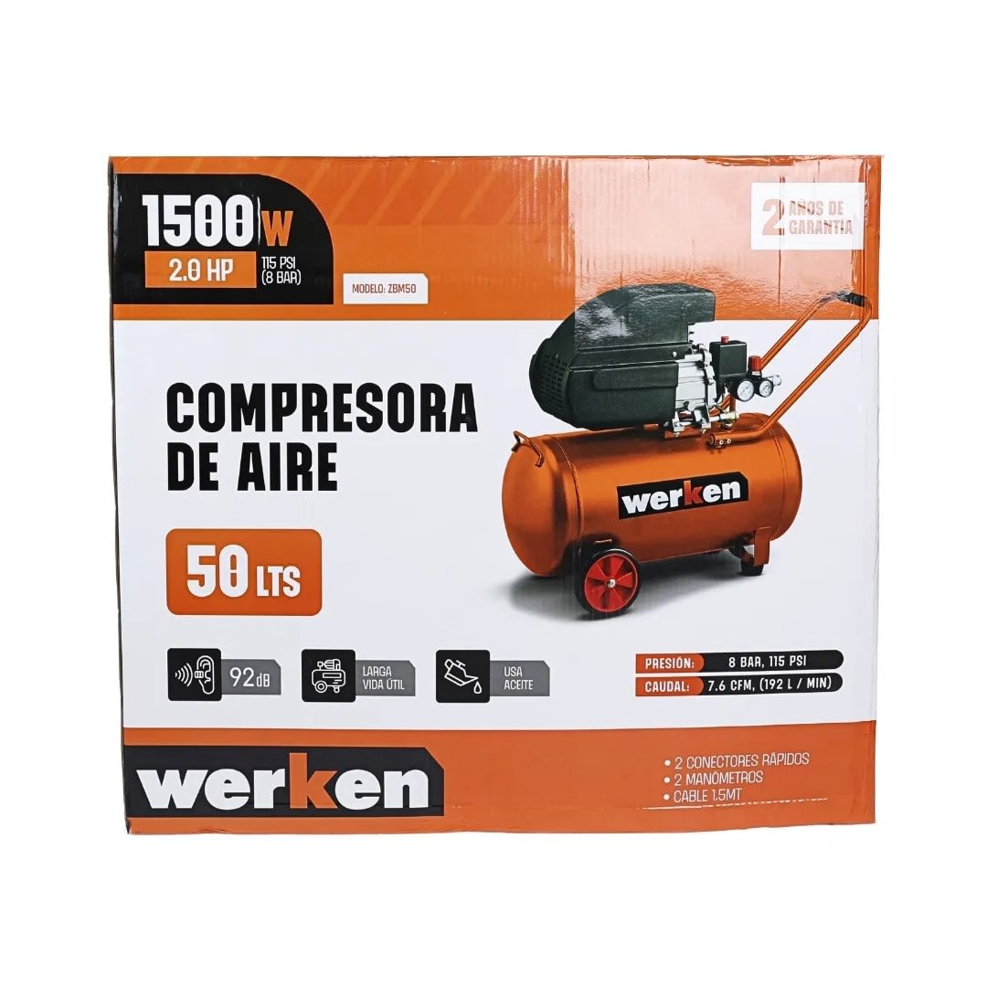COMPRESORA DE AIRE 2.0HP 50 LITROS WERKEN2