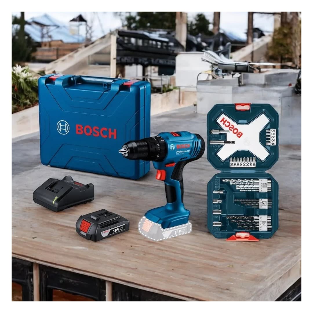 TALADRO PERCUTOR GSB 183-LI 18V + 1 BATERIA + SET X-LINE 34 PIEZAS BOSCH7