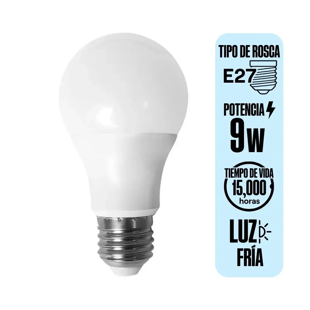 FOCO LED SENSOR E27 9W LUZ FRIA ORANGE
